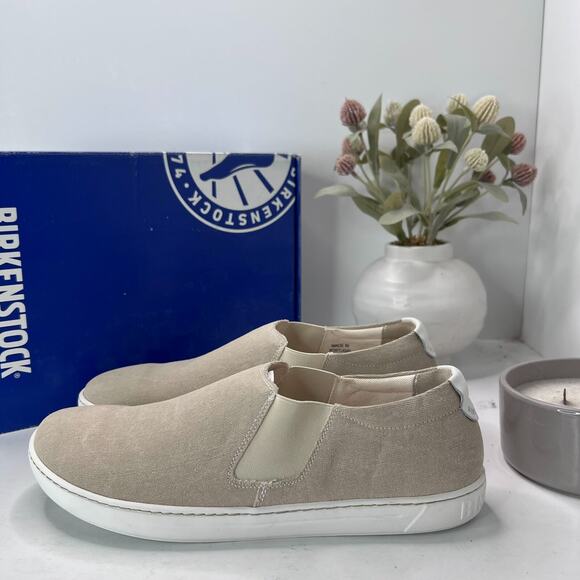 Birkenstock Barrie Slip On Shoes Sand Narrow Fit 1004549 Women 11/Men 9 Tried On - Picture 1 of 10